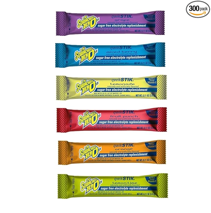Sqwiincher Zero - 6 Flavor Qwik Stik Assorted Sugar-Free Electrolyte Beverage Mix