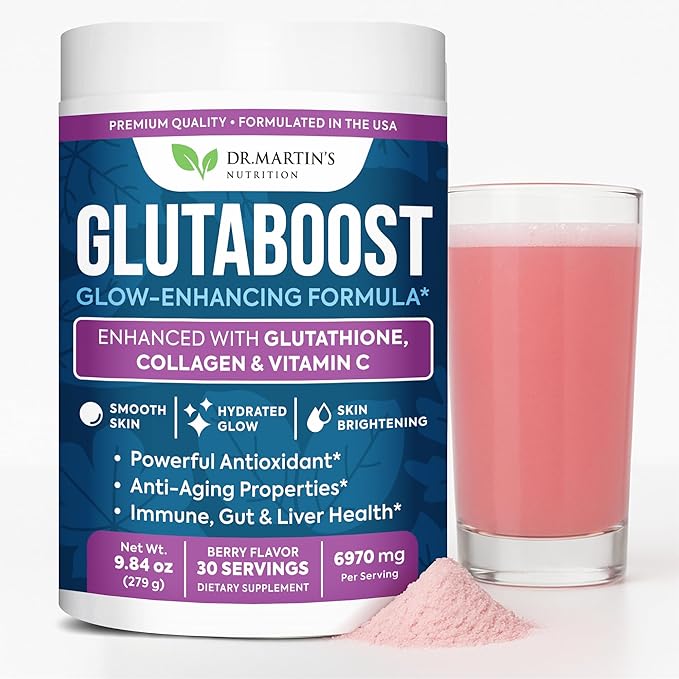 6970mg Glutathione Powder for Skin Brightening Enhanced with Collagen &amp Vitamin C | Brightens Skin Fades Dark Spots &amp Melasma Anti-Aging Antioxidant | Supports Immune Gut &amp Liver Health