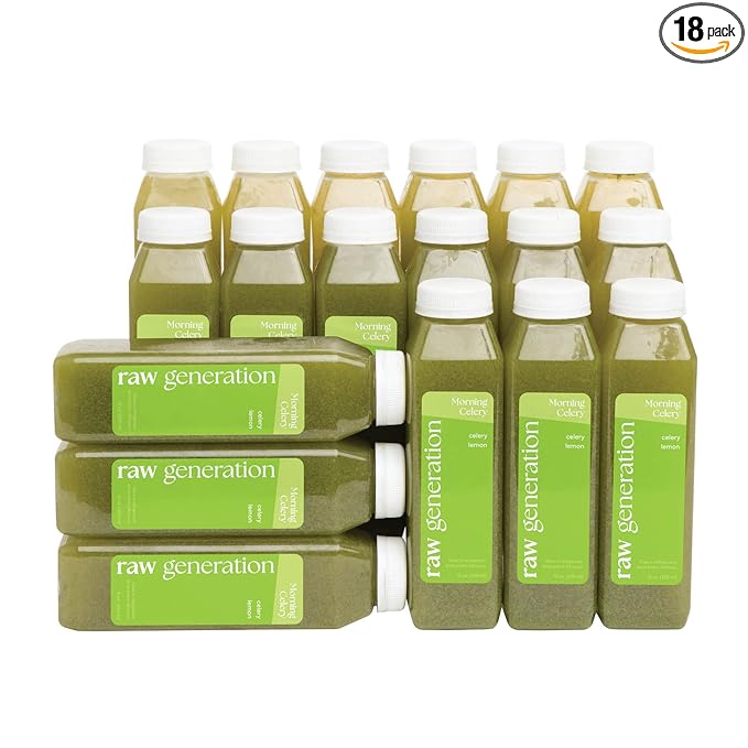Raw Generation 100% Raw Celery Juice – Improves Acid Reflux and Gut Health | Single Ingredient | Never From Concentrate (18 Bottles)