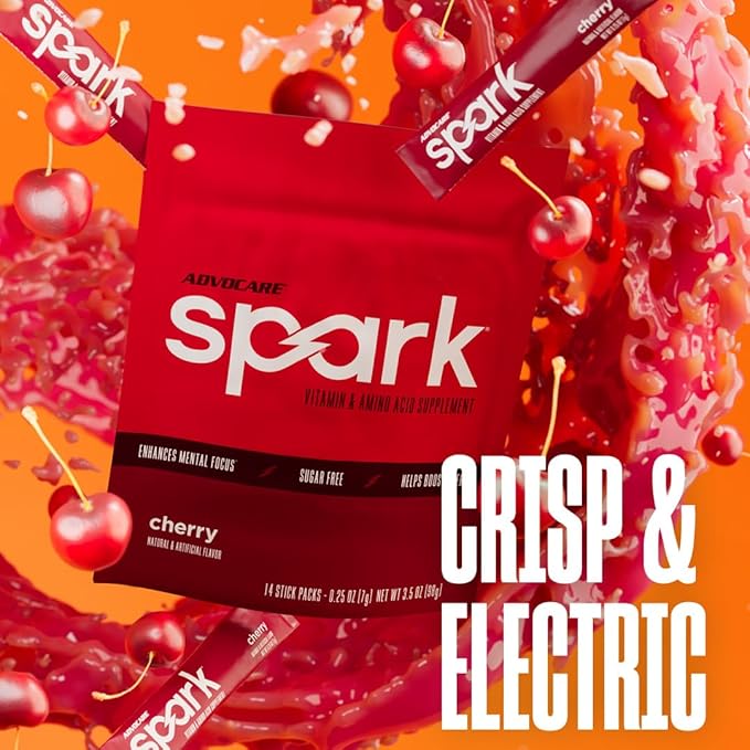 AdvoCare Spark - Energy Drink Mix - Vitamin &amp Amino Acid Supplement - Supports Energy &amp Focus* - Portable Immune Support* - Sugar-Free - Cherry 14 Stick Packs (3.5 oz)