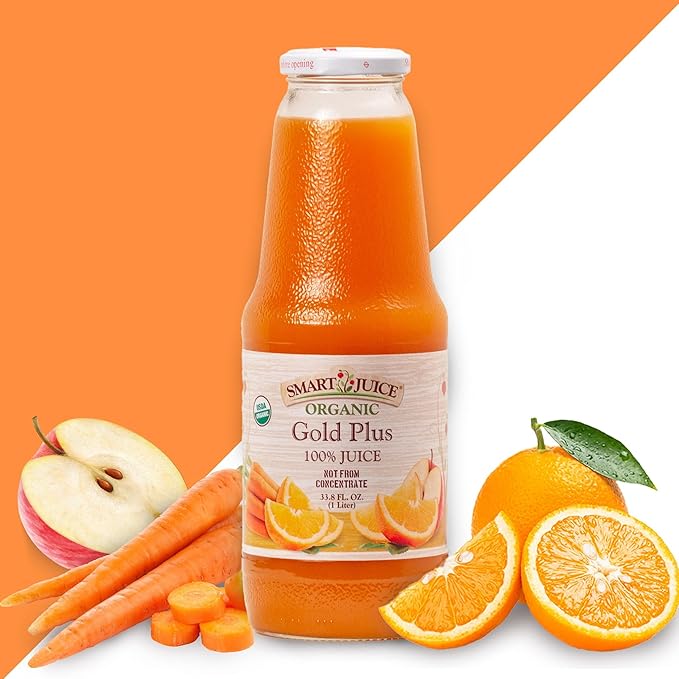 Smart Juice Organic Gold Plus Juice - 33.8 fl oz (1L) - (Pack of 6) 100% Juice Not From Concentrate