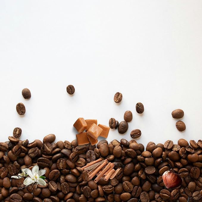 Flavored Coffee Sample Pack – 6 Medium Roast Coffees (French Vanilla Hazelnut Cinnabun Caramel Mocha Cinnamon Hazelnut) 6 x 2 oz (12 oz Total) – Kilan Coffee