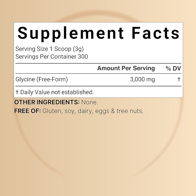 Glycine Powder 300 Servings (2 lb) – 3000 mg Free-Form Glycine Per Serving – Unflavored Pure Powder – Non-GMO cGMP Manufactured