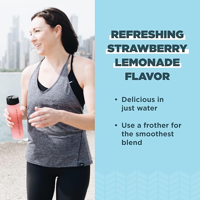 Ancient Nutrition Multi Collagen Protein Powder Strawberry Lemonade 45 Servings + Multi Collagen Protein Powder Cucumber Lime 45 Servings