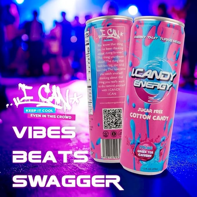I.CANDY Energy Drink Cotton Candy 12 Pack 12 oz Cans