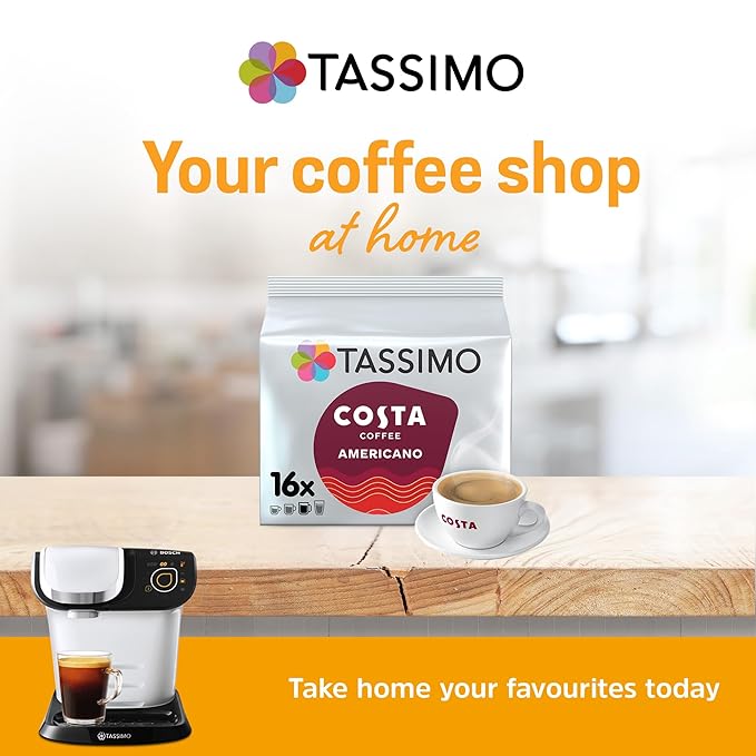 TASSIMO Costa Americano 16 T DISCs (Pack of 5 Total 80 T DISCs) white and red