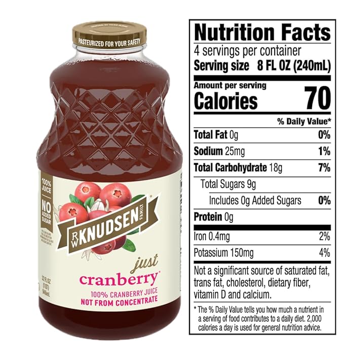 R.W. Knudsen No Sugar Added Juice Variety Pack 32 oz Bottles (Pack of 5) – Cranberry Pomegranate Blueberry &amp Black Cherry Mango