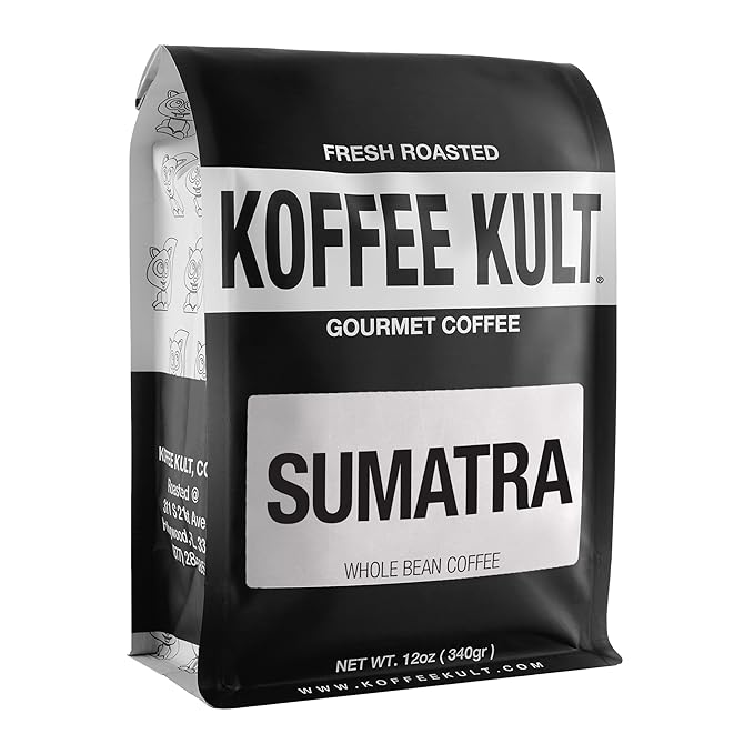 Koffee Kult Sumatra Coffee Beans Dark Roast - Indonesian Fresh Roasted Coffee Beans (Whole Bean 12oz)