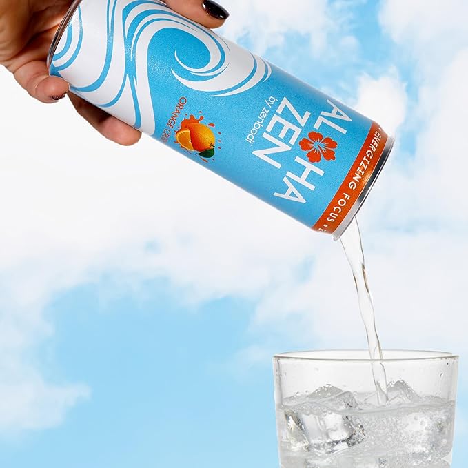 Zenbodi Aloha Zen Orange Crush - AWAKEN Functional Beverage - 12 Pack Energy Drink Zero Sugar Energy Drinks with L-Alpha GPC Caffeine and L-Theanine