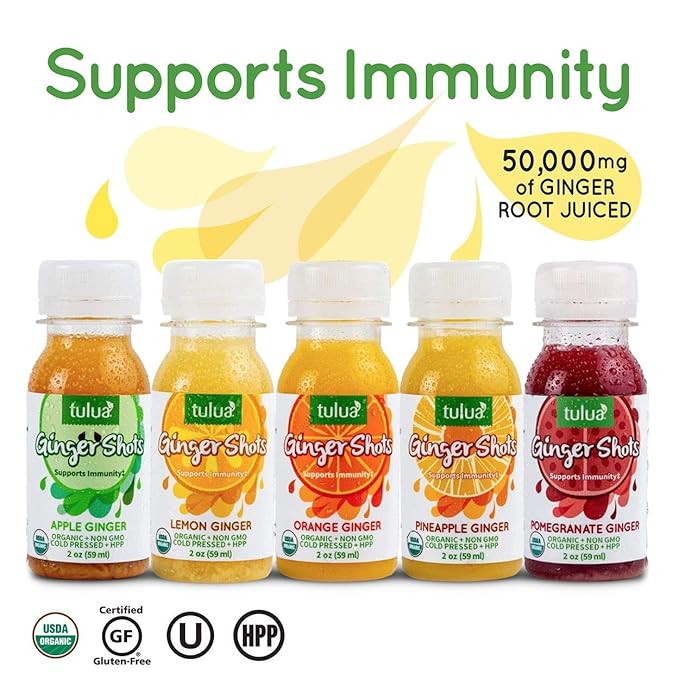 Tulua Ginger Shots - Organic Cold Pressed Ginger and Apple Juice 12-Pack