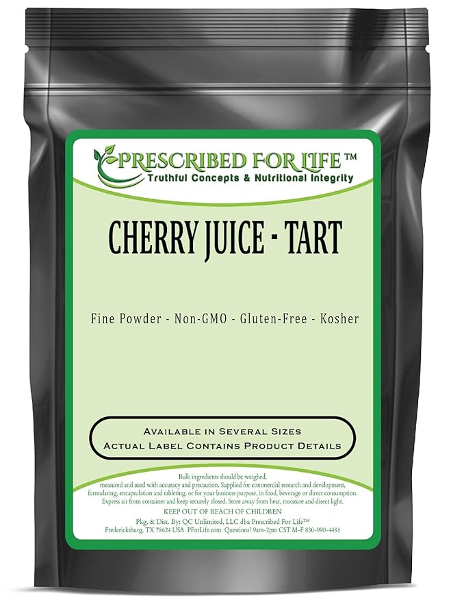 Prescribed For Life Tart Cherry Juice Powder | Rich in Vitamins Minerals and Fiber | Boosts The Immune System | Natural Unbleached Gluten Free Vegan Non-GMO Soy Free No Fillers 10 kg