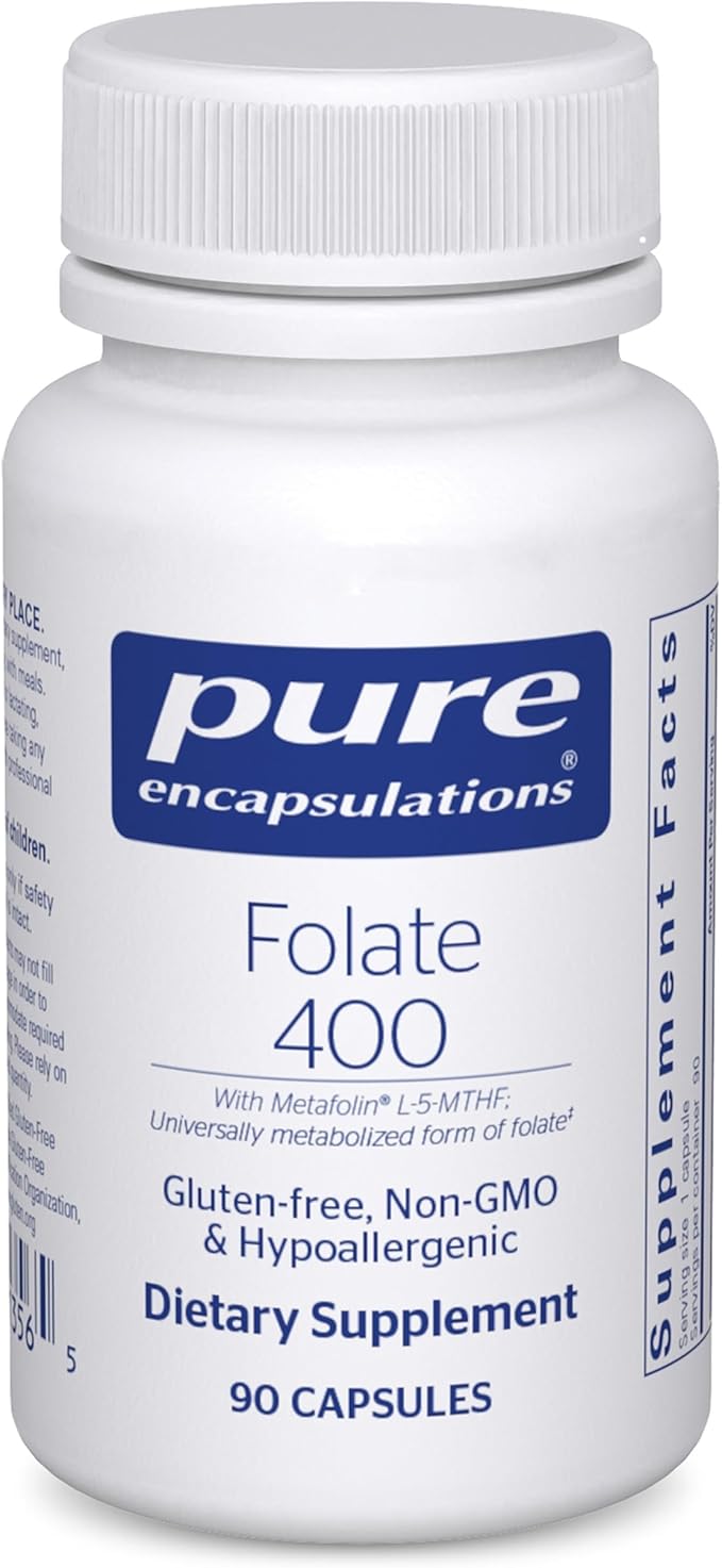 Pure Encapsulations Folate 400 | Metafolin L-5-MTHF Supplement to Support Cardiovascular Cellular and Neural Health* | 90 Capsules
