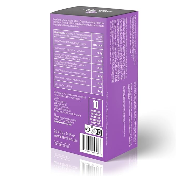 Nite Owl 20ct Compatible Coffee Capsules for Nespresso Original Machines I Bold Dark Ristretto Blend Espresso Pods I Intensity 10 I Fully Nespresso Compatible
