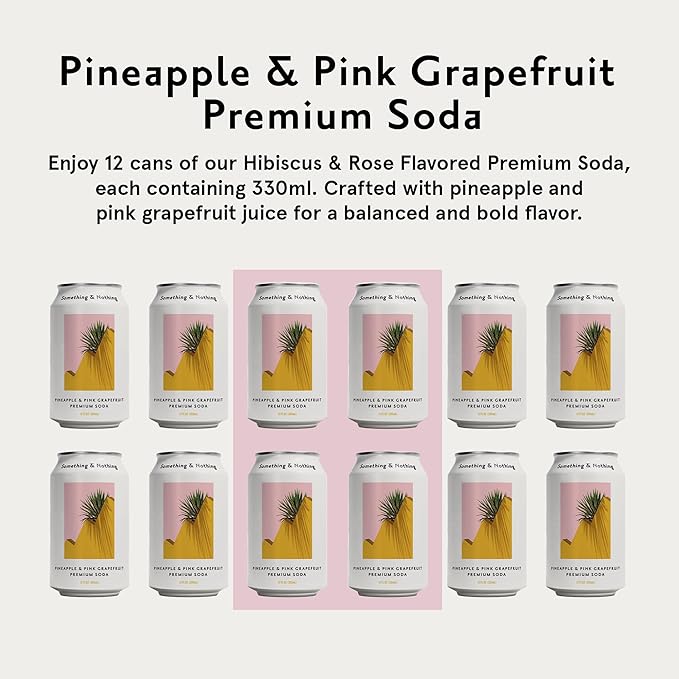 Something &amp Nothing Pineapple &amp Grapefruit Flavoured Sparkling Water - 2 x 12 Multipack | Lightly Carbonated Full Flavoured with Added Grape &amp Lemon Juice | Vegan &amp Low Calorie | 24 x