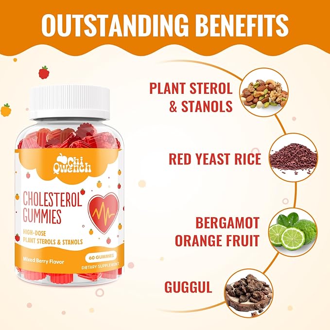Cholesterol Supplements with 1500 Mg Plant Sterols &amp Stanols Cholesterol Support Gummies Cholesterol Complex Gummies Maintains Normal Levels Mixed Berry Flavor 120 Count