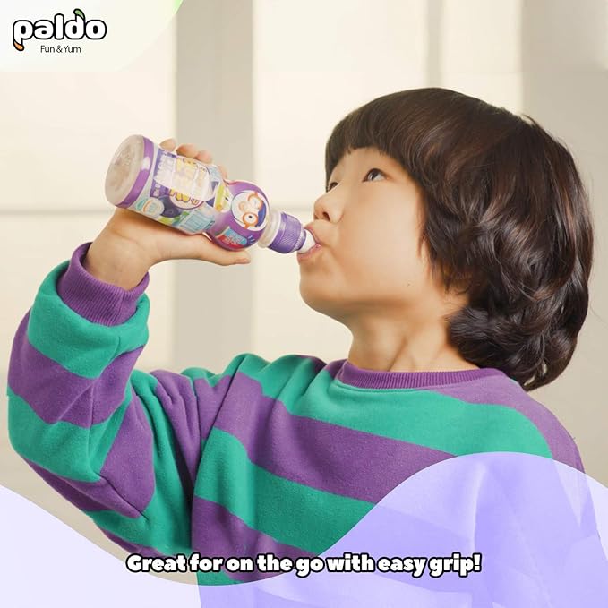 Paldo Fun &amp Yum Pororo Kids Blueberry Flavor Drink Pack of 8 Fruit Juice Drinks with Comfortable Push-Pull Sports Cap Perfect Drink for Children 7.95 fl oz. x 8