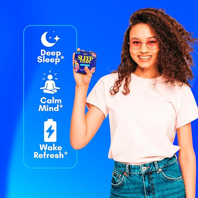 LALOLA Sleep Strips Fast-Dissolving Oral Strips Sleep Aid with Valerian Root Lavender Chamomile Hibiscus and Melatonin Non-Habit Forming