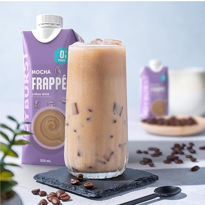 Joyburst Sugar Free Coffee Frappe Mocha Flavor Cold Coffee Drink 0g Sugar 3g Carbs 50 Calories 9g Protein Ready-to-Drink Beverage Non-GMO 12 x 325 mL Pack