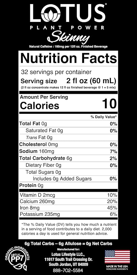 Skinny Pink Lotus Plant Energy Drink Concentrate | Zero Sugar | 64 fl oz | 1:5 | Natural Caffeine from Green Coffee Bean