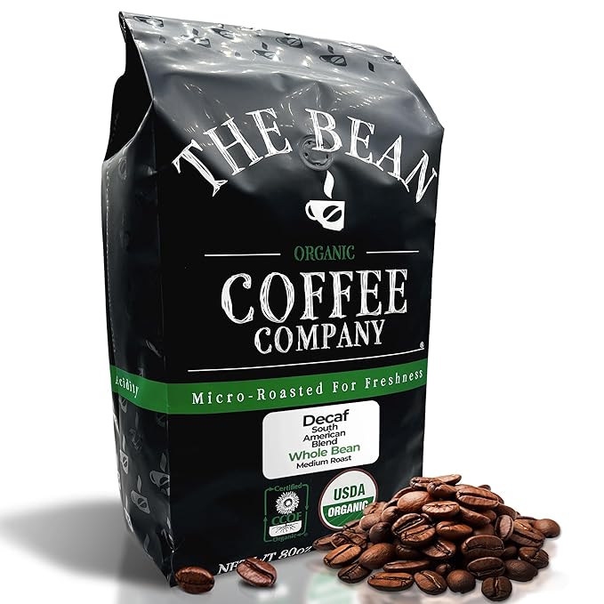 The Bean Organic Coffee Company Water Processed DECAF South America Blend Medium Roast Whole Bean Coffee 5-Pound Bag