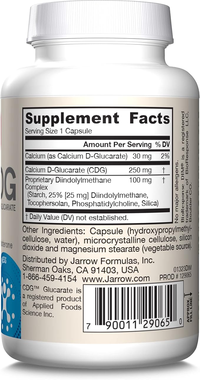 Jarrow Formulas - DIM + CDG Veggie Capsules - 30 Count - DIM &amp CDG Supplement - For Hormone Balance - Non-GMO - Gluten Free