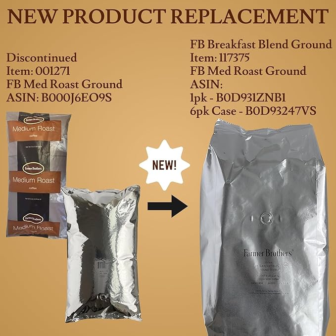 Farmer Brothers Ground Coffee 5LB Breakfast Blend – Medium Roast Smooth Flavor Foodservice Coffee Supply Bulk Coffee Bag with Nut &amp Chocolate Notes Fresh Packaging with Degassing Valve
