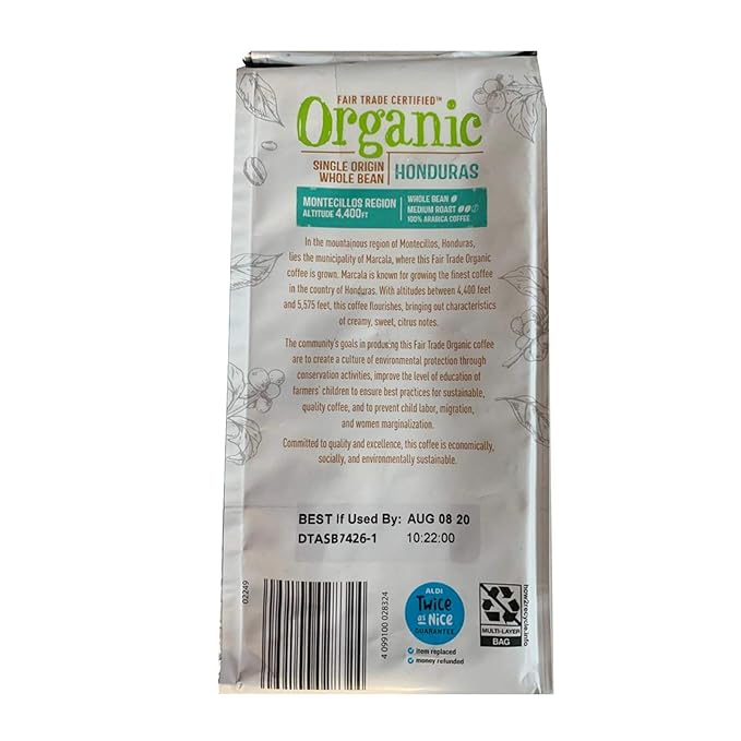 BARISSIMO PERU and HONDURAS Organic Whole Coffee Beans Medium Roast Fair Trade Certified (Combo 2 Pack 12oz ea)