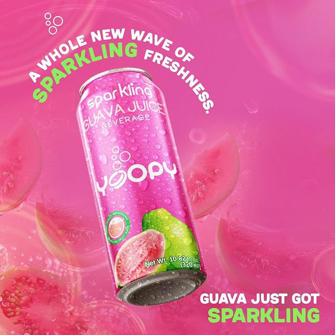 Yoopy Sparkling Fruit Juices Variety Pack – 12 Cans (10.82 fl oz Each) – with 55% Real Juice – Tropical Flavours Naturally Refreshing