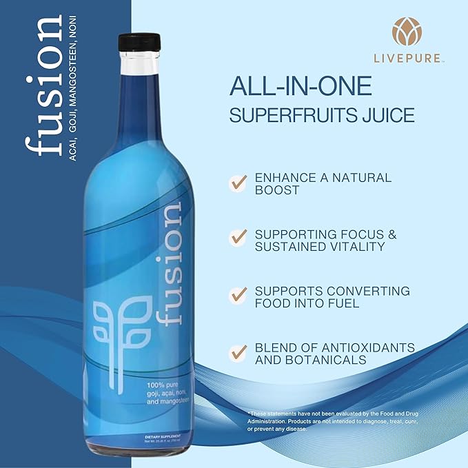 PURE Fusion | Superfruit Juice Blend for Immune Support &amp Wellness Rich in Antioxidants Vegan Gluten-Free with Acai Goji Mangosteen Noni | Dietary Supplement Drink for Men &amp Women