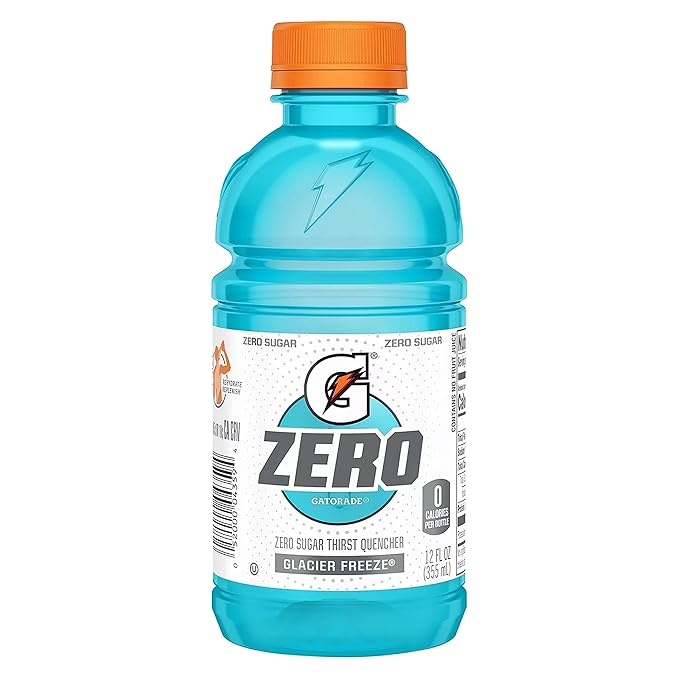 Gatorade Zero Sugar 12oz Three Flavor Variety Orange Glacier Freeze and Grape (Pack of 28)