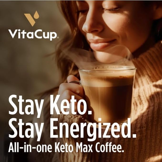 VitaCup Keto Max Dark Roast Coffee Pods Ketosis &amp Energy Butter MCT Oil Turmeric B Vitamins D3 All-In-One Keto Single Serve Pod Compatible with Keurig K-Cup Brewers 36 Ct