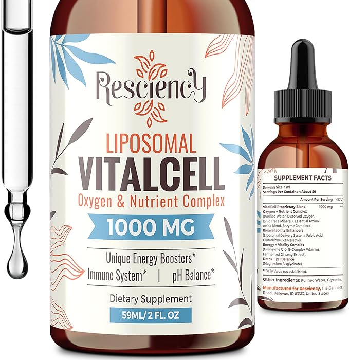13-in-1 Liquid Oxygen Boost &amp Nutrient Supplement Liposomal Optimized-Delivery Blend with Trace Minerals Amino Acids CoQ10 B Vitamins &amp Fulvic Acid Daily Wellness Liquid Oxygen Drops 2 f