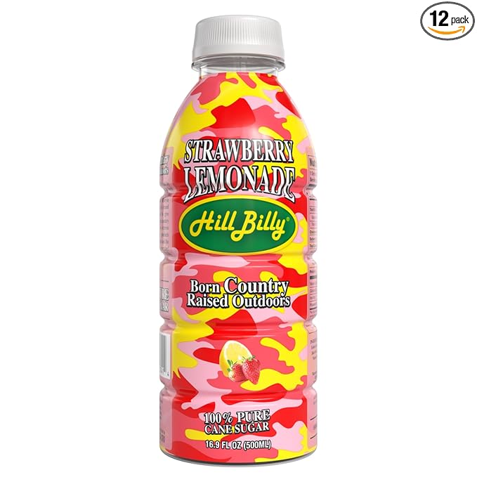 Hillbilly Strawberry Lemonade – Southern Brewed Bold Lemon Flavor Refreshing Lemonade 12 Count