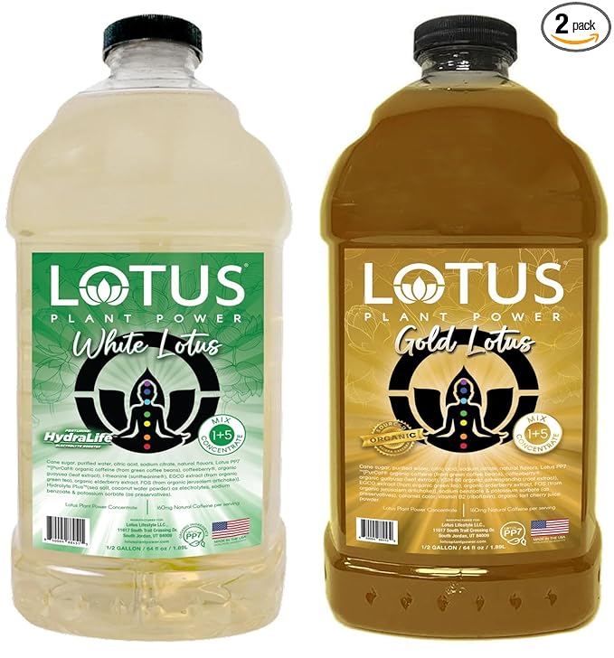 Lotus Energy Drink Concentrate 64 fl oz (White &amp Gold) Pack of 2