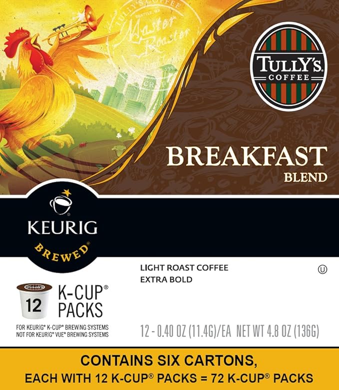 Tully's Coffee Breakfast Blend Keurig K-Cups 72 Count