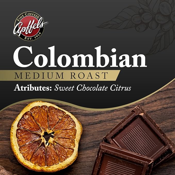 Apffels Colombian Special – Ground Medium Roast 100% Arabica Coffee (18 pack – 2.5 oz Each)