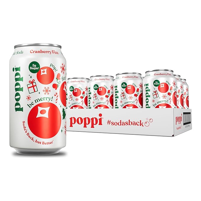 Poppi Sparkling Prebiotic Soda Beverage with Apple Cider Vinegar Seltzer Water and Fruit Juice Cranberry Fizz Flavor 12 Fl Oz Pack of 12 Packaging May Vary