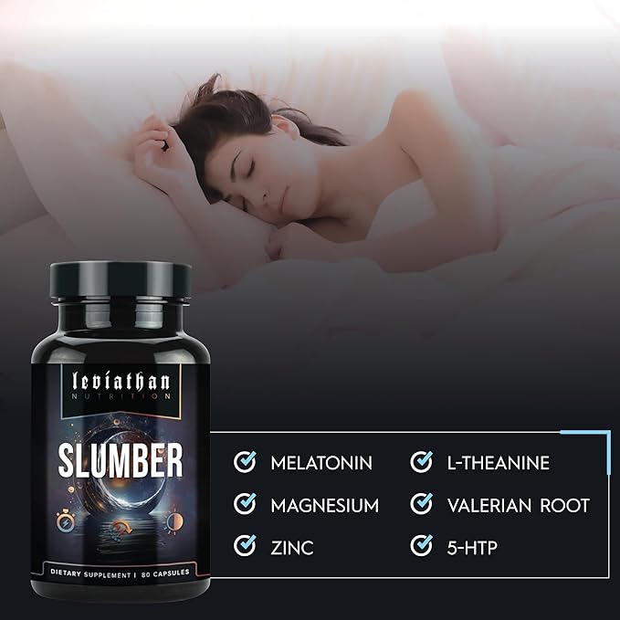 Leviathan Slumber | Sleep Aid GABA Supplements for Deep and Calm Sleep with Melatonin Magnesium L-Theanine 5-HTP Zinc Magnolia Valerian Root for Sleep Sleeping Pills for Adults Men and Women