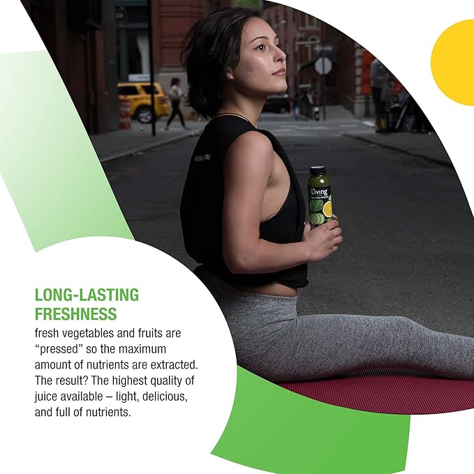 O2 Living Juice Cold Pressed Drink - Green Vitality Organic Juice Pack - No Added Sugars or Water Naturally Sweetened from Fruits Rich in Nutrients &amp Vitamins - Non-GMO - 12 fl oz - 18 Pack