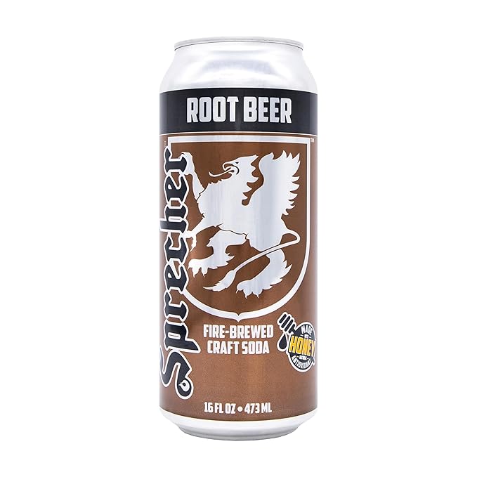 Sprecher Root Beer &amp Cherry Cola Craft Soda – Fire-Brewed with Real Honey Handcrafted Gourmet Beverages Caffeine-Free – 16 fl oz Cans (24 Pack Total)