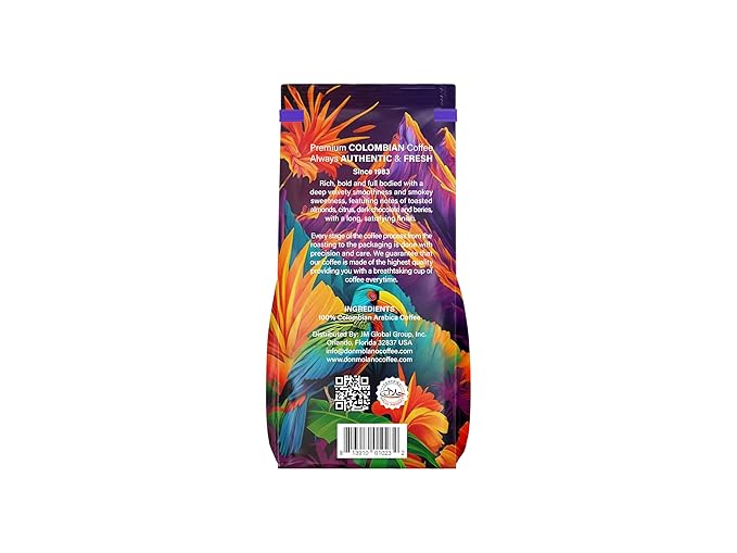 Don Molano Coffee Volcano Island Dark Roast 16oz - Premium Colombian Coffee Halal Certified - Rich bold and full bodied with a deep velvety smoothness and smokey sweetness with notes of Toasted Alm