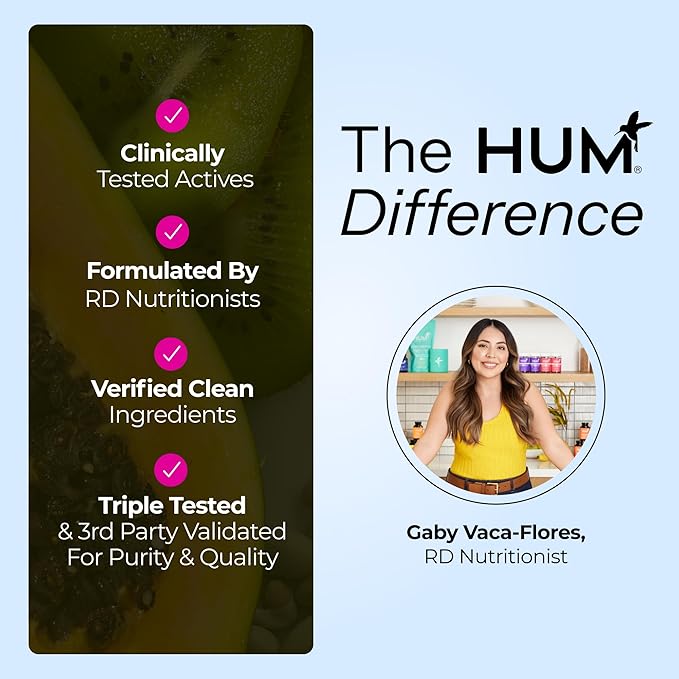 HUM Collagen Love Skin Supplement Collagen Peptides Capsules with Hyaluronic Acid &amp Vitamin C Supports Firm Skin &amp Helps Minimize Signs of Aging Supplements for Women and Men 90 Capsules