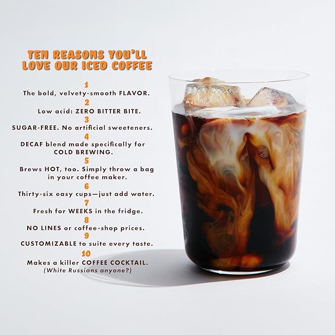GRADY’S COLD BREW New Orleans Style - DECAF 100% Arabica Ground Coffee &amp Chicory Pouches SIX Bundles of 4 Easy-to-Brew Bean Bags Makes 72 drinks