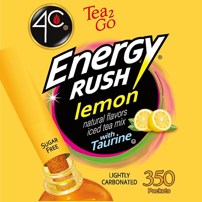 4C Powder Energy Rush Stix Energy Rush - Lemon Tea 350 Count Bulk Buy Singles Stix On the Go Refreshing Water Flavorings Value Pack