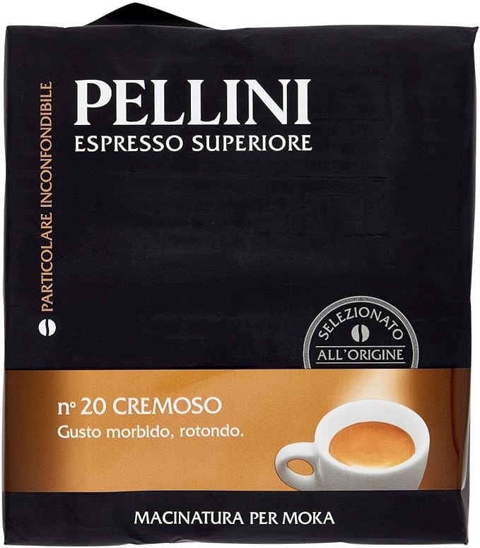 Pellini: Cremoso (Creamy) Roasted Ground Coffee for Espresso Machine 8.8 Ounce (250gr) Packages (Pack of 4) [ Italian Import ]