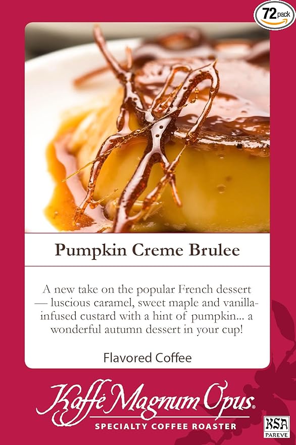 Kaffe Magnum Opus Pumpkin Creme Brulee Ground Coffee 72 Fraction Packs of 2.5 oz Each
