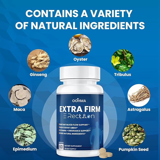Fast-ActingMale Enhancing Supplement Pills for Blood Flow Size &amp Stamina | Natural Formula with Maca &amp Epimedium | 3rd Party Tested for Purity &amp Potency | 60 Tablets