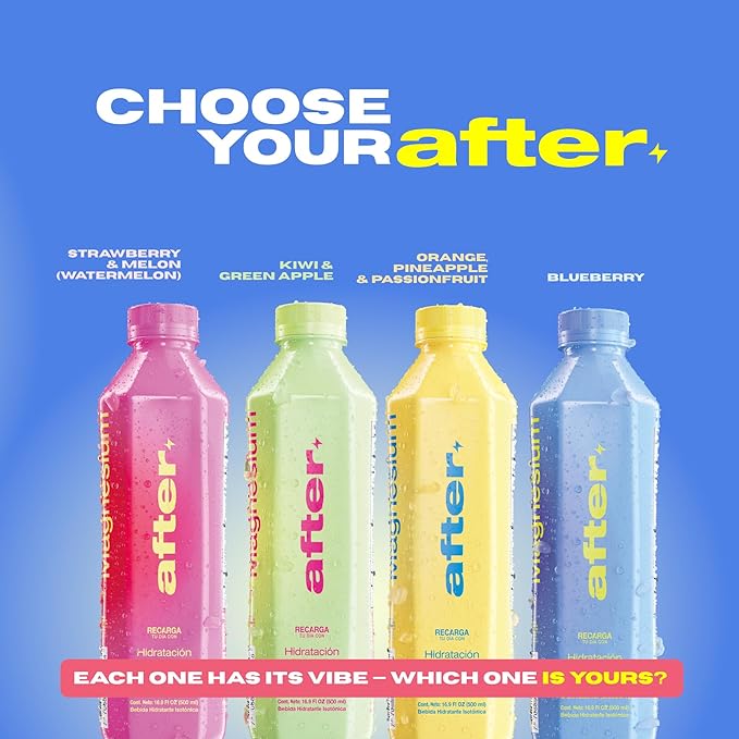 AFTER Electrolyte Drink Strawberry &amp Watermelon Flavor Electrolytes Hydration Drink 12 Pack 16.9 fl oz Bottles