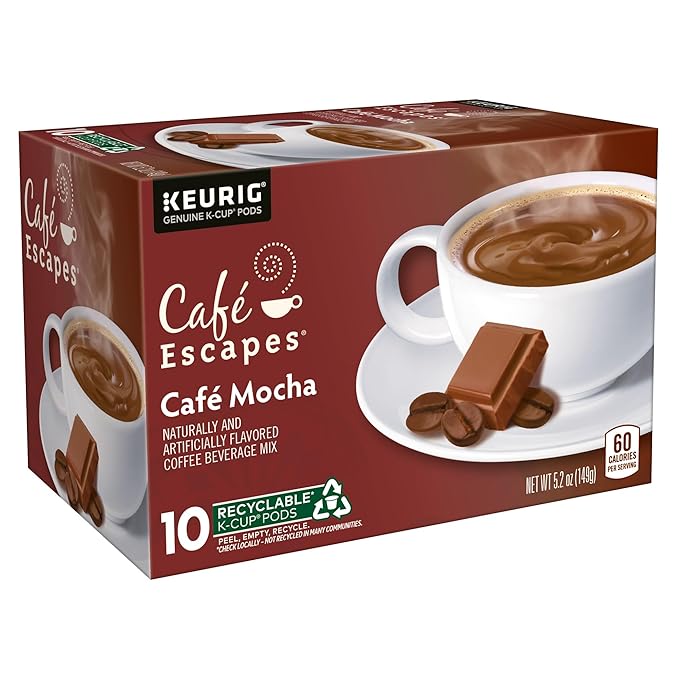 Café Escapes Café Mocha Coffee Beverage Single-Serve K-Cup Pods 60 Count