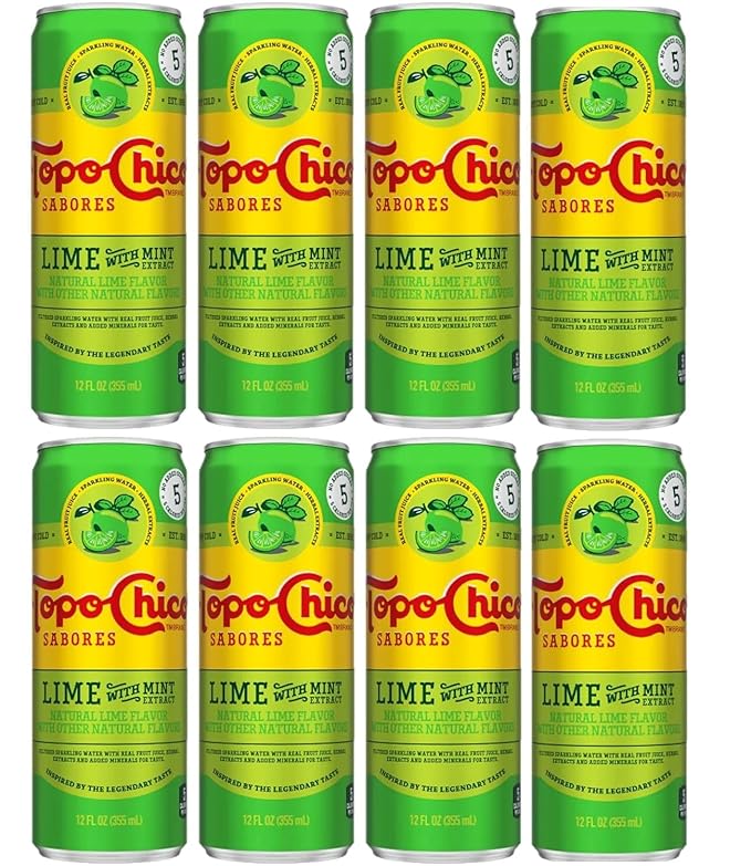 Topo Chico Sabores 12oz Cans (Lime Mint) pack of 8 (total 12 x 8 = 96 oz)